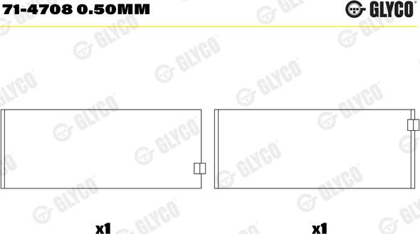 Glyco 71-4708 0.50mm - Klaņa gultnis ps1.lv