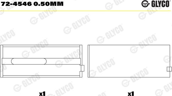 Glyco 72-4546 0.50mm - Kloķvārpstas gultnis ps1.lv