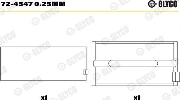 Glyco 72-4547 0.25mm - Kloķvārpstas gultnis ps1.lv