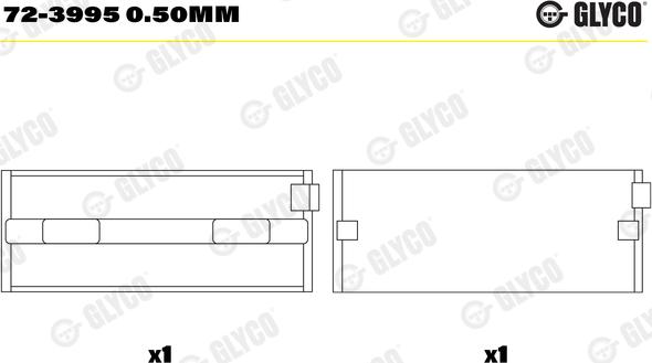 Glyco 72-3995 0.50mm - Kloķvārpstas gultnis ps1.lv