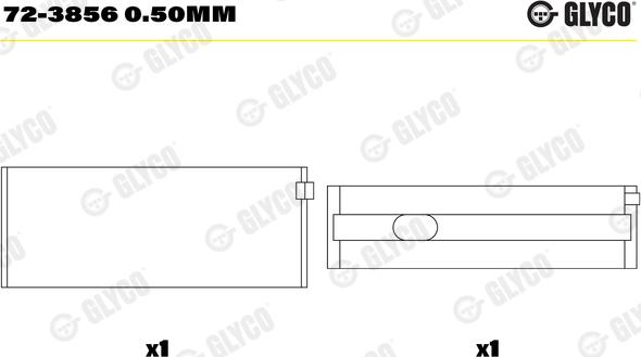 Glyco 72-3856 0.50mm - Kloķvārpstas gultnis ps1.lv