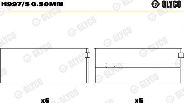 Glyco H997/5 0.50mm - Kloķvārpstas gultnis ps1.lv