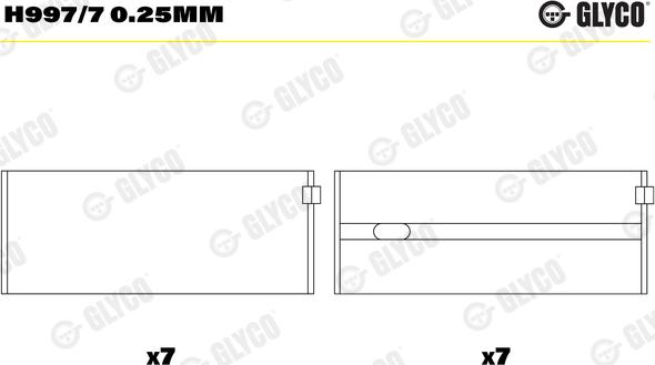 Glyco H997/7 0.25mm - Kloķvārpstas gultnis ps1.lv