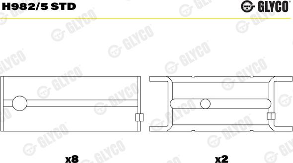 Glyco H982/5 STD - Kloķvārpstas gultnis ps1.lv