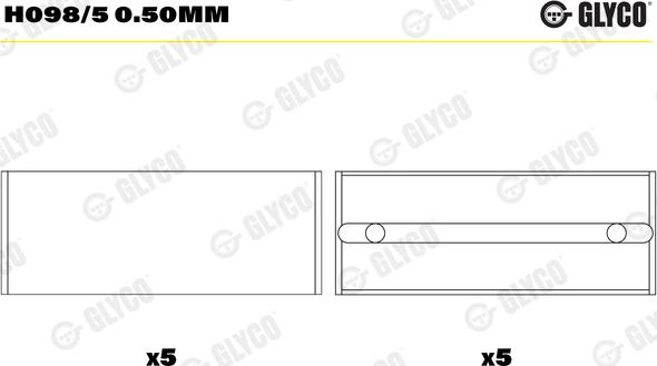 Glyco H098/5 0.50mm - Kloķvārpstas gultnis ps1.lv