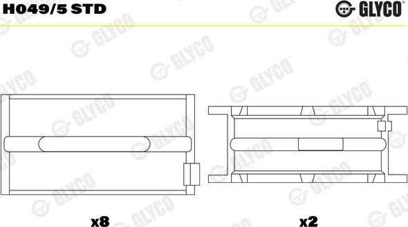 Glyco H049/5 STD - Kloķvārpstas gultnis ps1.lv