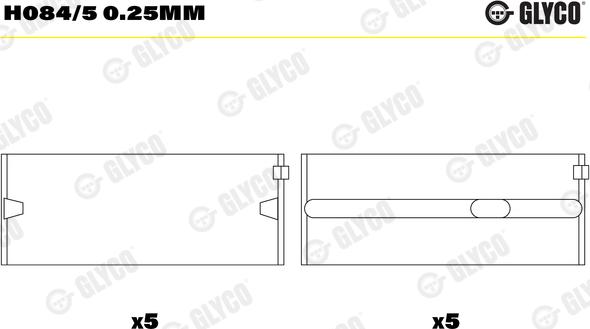 Glyco H084/5 0.25mm - Kloķvārpstas gultnis ps1.lv