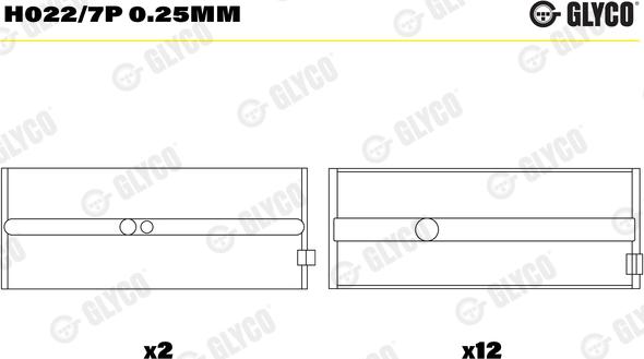 Glyco H022/7P 0.25mm - Kloķvārpstas gultnis ps1.lv