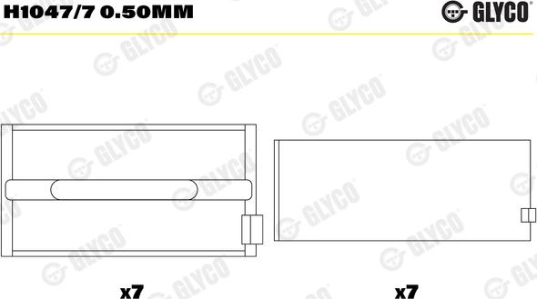 Glyco H1047/7 0.50mm - Kloķvārpstas gultnis ps1.lv