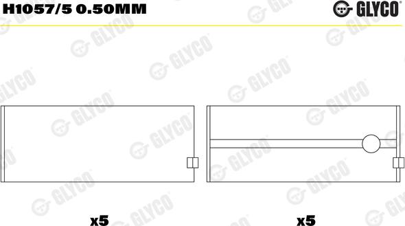 Glyco H1057/5 0.50mm - Kloķvārpstas gultnis ps1.lv