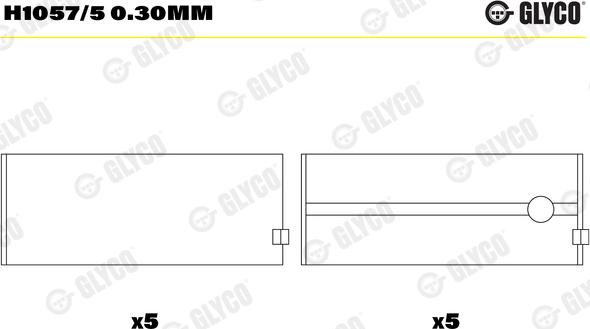 Glyco H1057/5 0.30mm - Kloķvārpstas gultnis ps1.lv