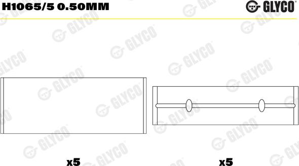 Glyco H1065/5 0.50mm - Kloķvārpstas gultnis ps1.lv