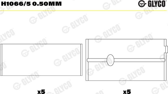 Glyco H1066/5 0.50mm - Kloķvārpstas gultnis ps1.lv