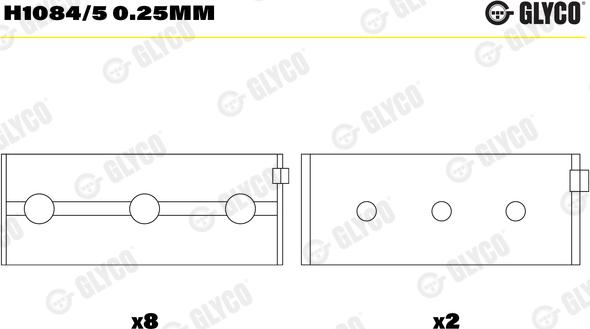 Glyco H1084/5 0.25mm - Kloķvārpstas gultnis ps1.lv