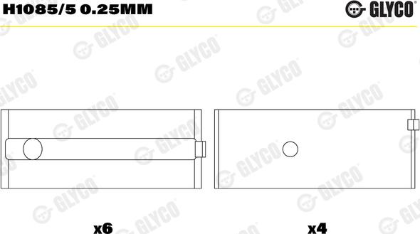 Glyco H1085/5 0.25mm - Kloķvārpstas gultnis ps1.lv