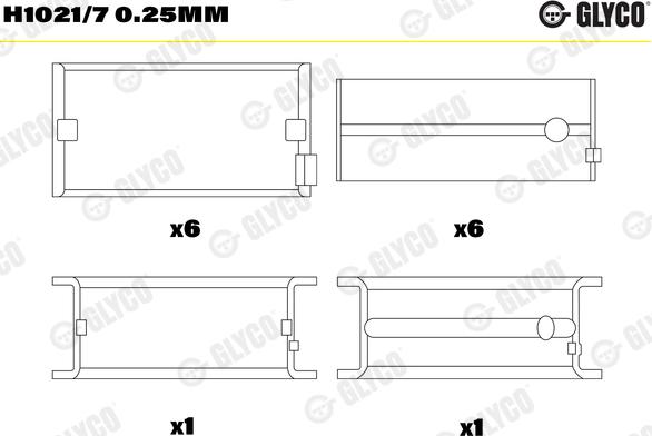 Glyco H1021/7 0.25mm - Kloķvārpstas gultnis ps1.lv