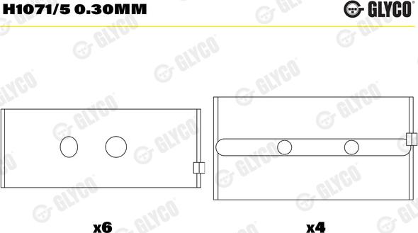 Glyco H1071/5 0.30mm - Kloķvārpstas gultnis ps1.lv