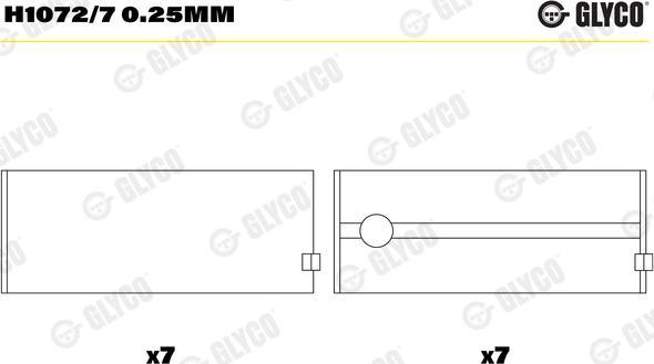 Glyco H1072/7 0.25mm - Kloķvārpstas gultnis ps1.lv