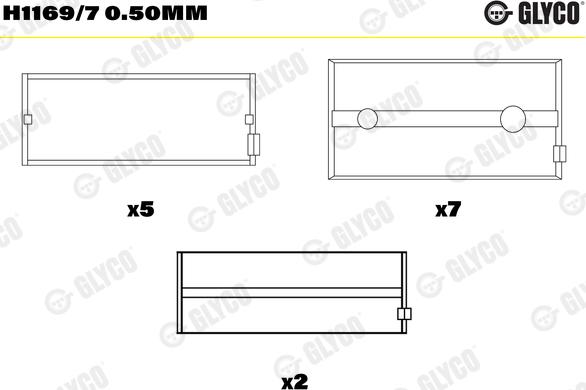 Glyco H1169/7 0.50mm - Kloķvārpstas gultnis ps1.lv