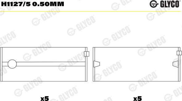 Glyco H1127/5 0.50mm - Kloķvārpstas gultnis ps1.lv