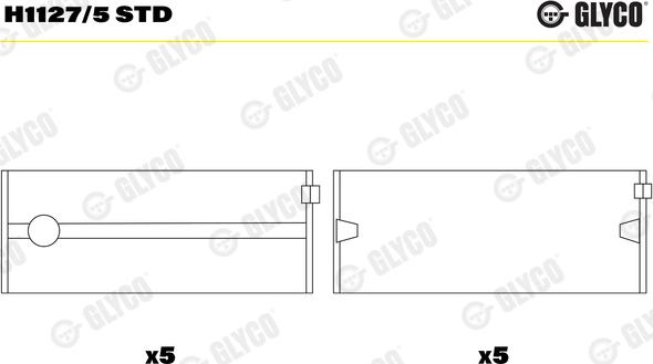 Glyco H1127/5 STD - Kloķvārpstas gultnis ps1.lv