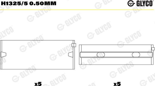 Glyco H1325/5 0.50mm - Kloķvārpstas gultnis ps1.lv