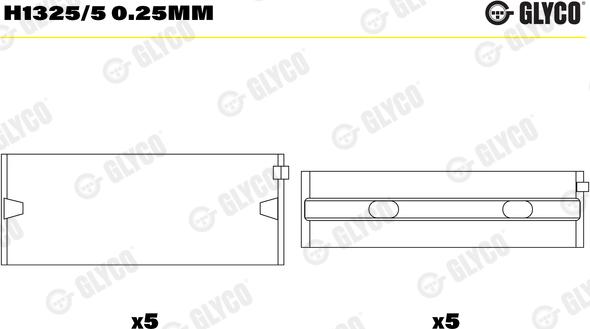 Glyco H1325/5 0.25mm - Kloķvārpstas gultnis ps1.lv