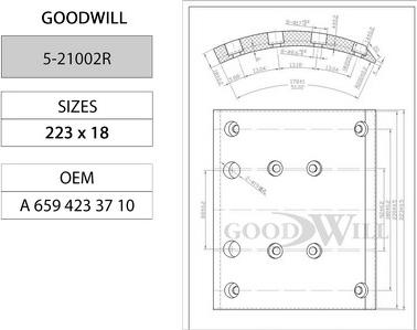 GoodWill 5-21002 R - Bremžu loku komplekts ps1.lv