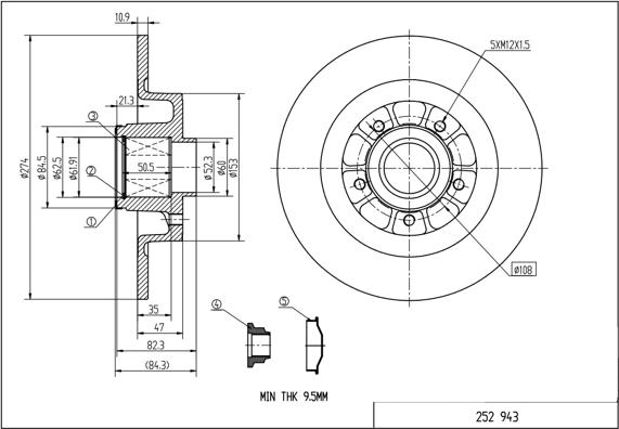 Hart 252 943 - Bremžu diski ps1.lv