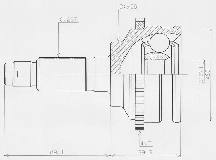 HDK MA-038A44 - Šarnīru komplekts, Piedziņas vārpsta ps1.lv