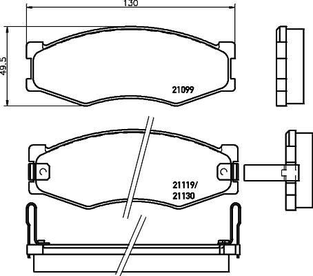 HELLA 8DB 355 005-621 - Bremžu uzliku kompl., Disku bremzes ps1.lv