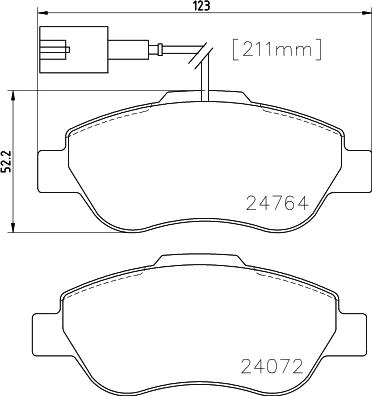 HELLA 8DB 355 019-921 - Bremžu uzliku kompl., Disku bremzes ps1.lv