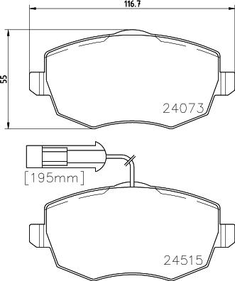 HELLA 8DB 355 012-851 - Bremžu uzliku kompl., Disku bremzes ps1.lv