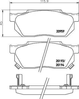 HELLA 8DB 355 005-641 - Bremžu uzliku kompl., Disku bremzes ps1.lv