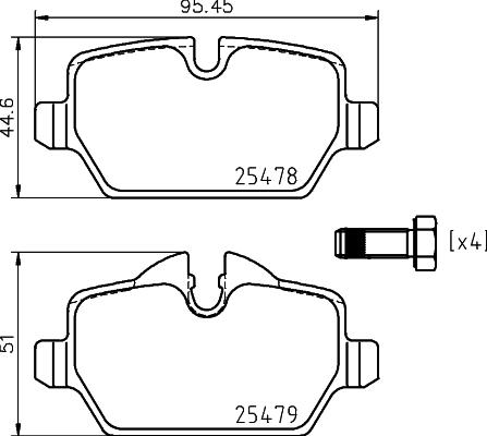 HELLA 8DB 355 020-111 - Bremžu uzliku kompl., Disku bremzes ps1.lv