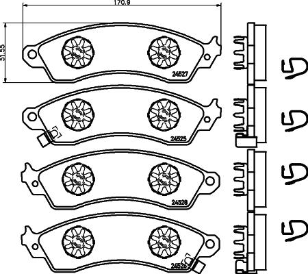 HELLA 8DB 355 021-031 - Bremžu uzliku kompl., Disku bremzes ps1.lv