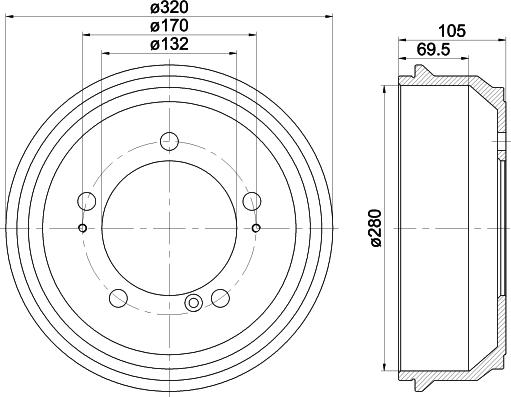 HELLA 8DT 355 300-631 - Bremžu trumulis ps1.lv