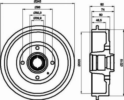 HELLA 8DT 355 301-411 - Bremžu trumulis ps1.lv