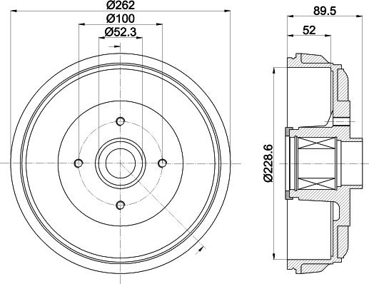 HELLA 8DT 355 303-411 - Bremžu trumulis ps1.lv