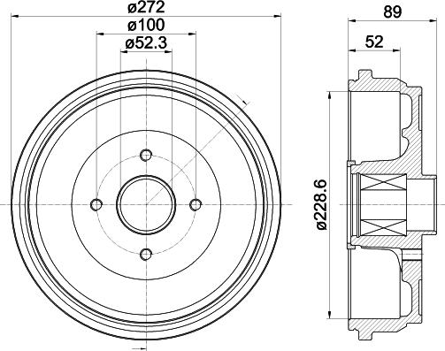 HELLA 8DT 355 303-111 - Bremžu trumulis ps1.lv