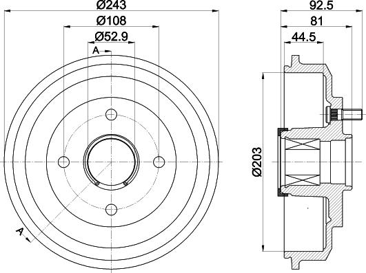 HELLA 8DT 355 302-751 - Bremžu trumulis ps1.lv