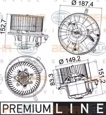 HELLA 8EW 351 043-221 - Salona ventilators ps1.lv