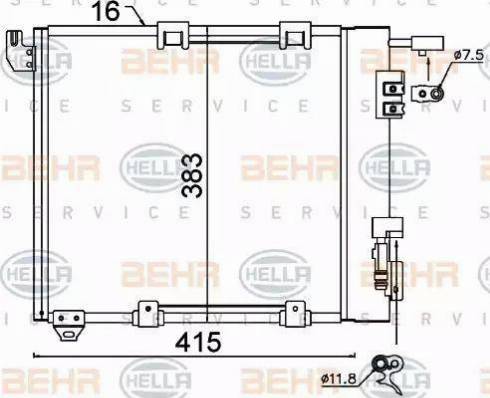 HELLA 8FC 351 301-374 - Kondensators, Gaisa kond. sistēma ps1.lv