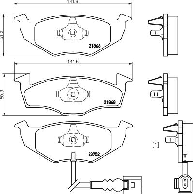 HELLA PAGID 8DB 355 009-801 - Bremžu uzliku kompl., Disku bremzes ps1.lv