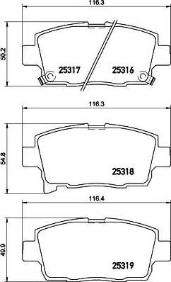 Textar 25316 165  0 5 - Bremžu uzliku kompl., Disku bremzes ps1.lv