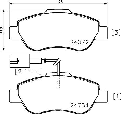 HELLA PAGID 8DB 355 014-471 - Bremžu uzliku kompl., Disku bremzes ps1.lv