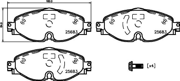 HELLA PAGID 8DB 355 031-951 - Bremžu uzliku kompl., Disku bremzes ps1.lv