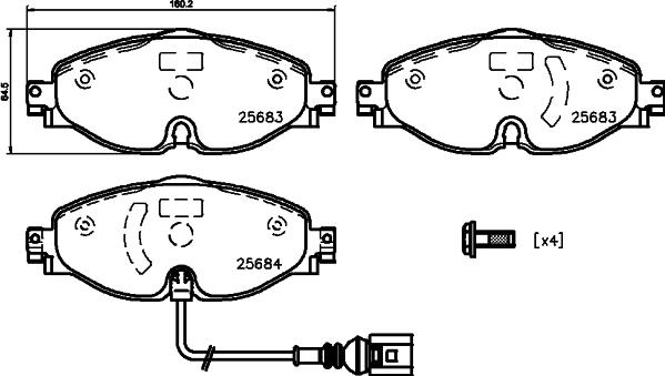 HELLA PAGID 8DB 355 020-191 - Bremžu uzliku kompl., Disku bremzes ps1.lv