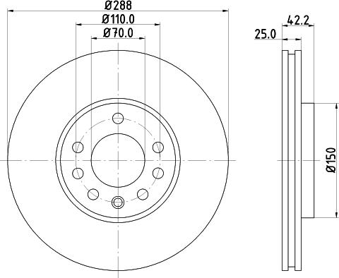 HELLA PAGID 8DD 355 104-681 - Bremžu diski ps1.lv