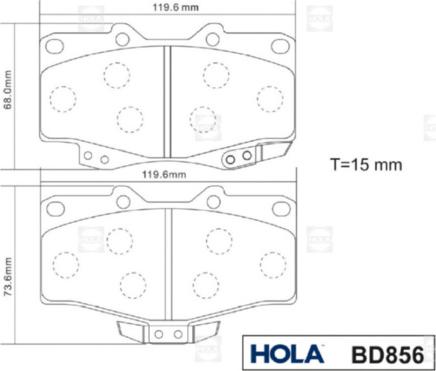 Hola BD856 - Bremžu uzliku kompl., Disku bremzes ps1.lv